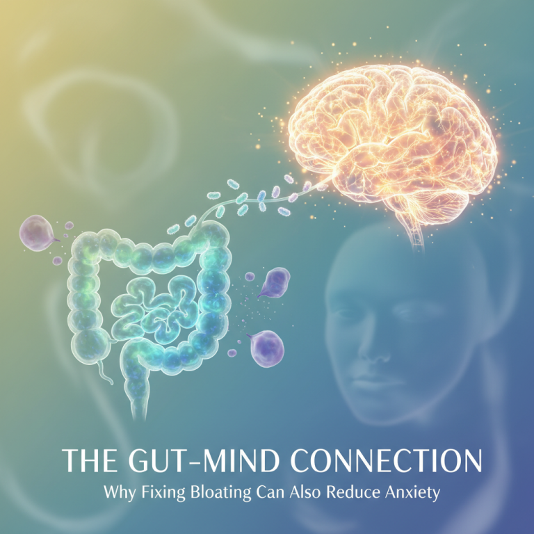 Firefly_Gemini Flash_The Gut–Mind Connection- Why Fixing Bloating Can Also Reduce Anxiety - Generate an im 749545